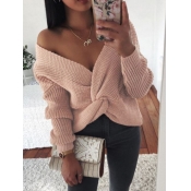 Lovely Street Knot Design Pink Sweater