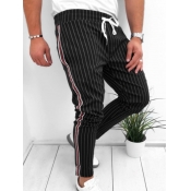 lovely Casual Striped Drawstring Black Men Pants