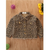 Lovely Trendy Turndown Collar Leopard Print Girl C