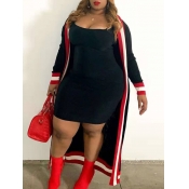 Lovely Leisure Patchwork Black Plus Size Coat