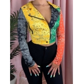 LW Faux Leather Cashew Print Jacket