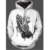 LW Men Hooded Collar Figure Money Print Hoodie