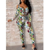 Lovely Trendy Print Hollow-out Grey Two Piece Pant