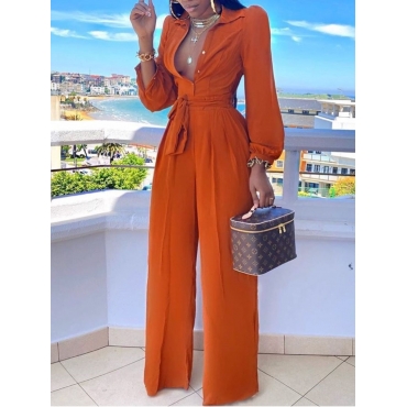

LW Polyester Lace-up Solid Regular Jumpsuit, Jacinth