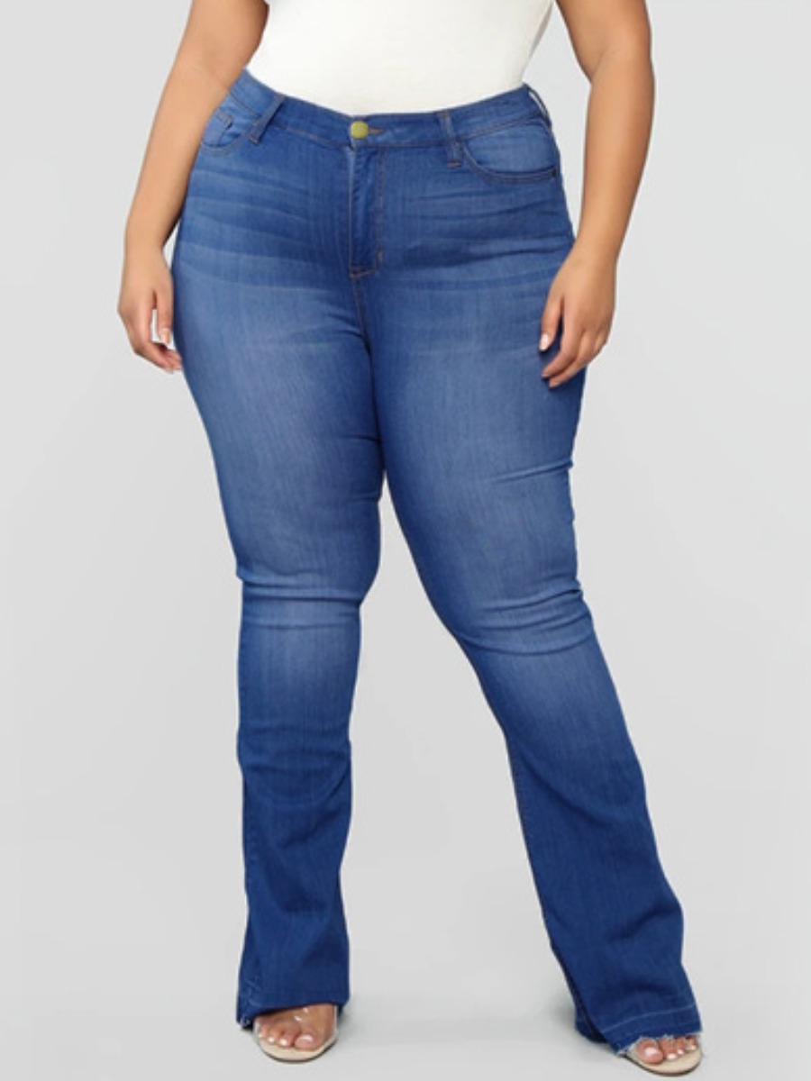 

lovely Stylish Basic Skinny Deep Blue Plus Size Jeans