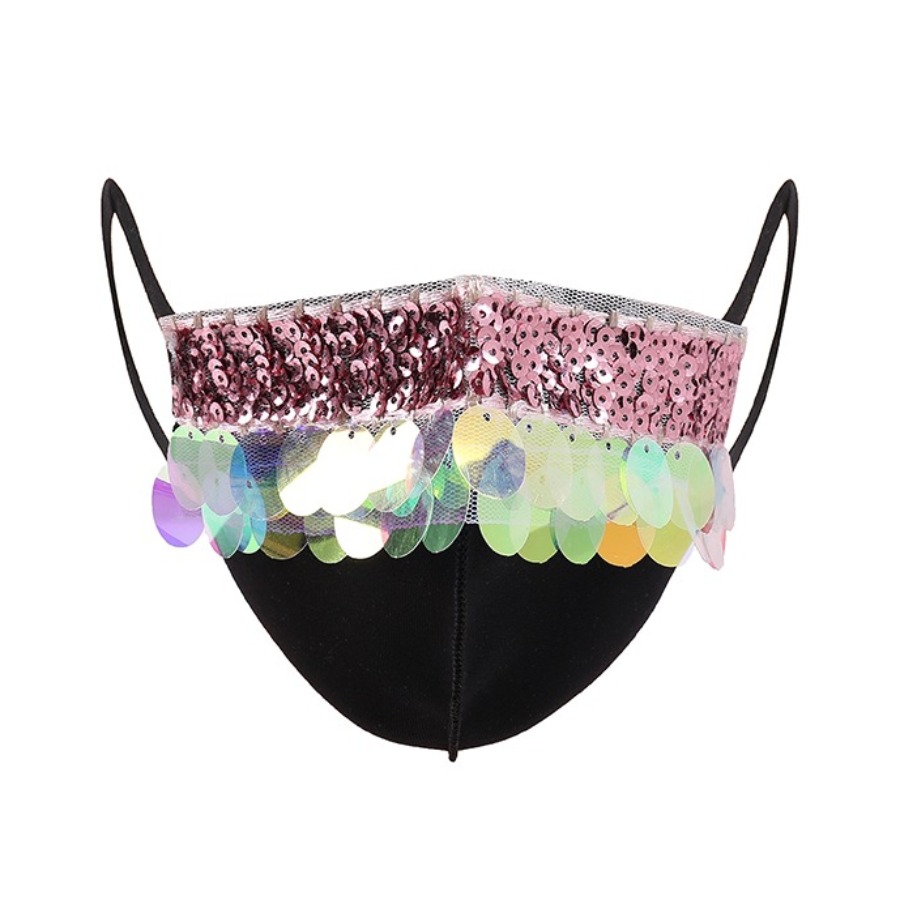 

lovely Sequined Patchwork Pink Face Mask