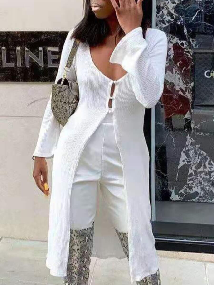 

Lovely Casual Basic White Long Cardigan