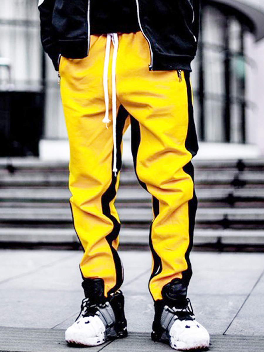 

lovely Trendy Patchwork Yellow Men Pants