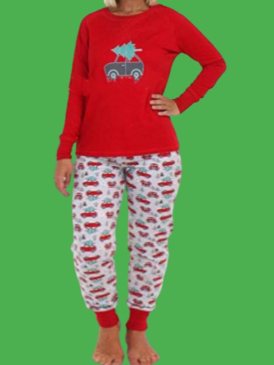 

Lovely Leisure O Neck Print Red Sleepwear