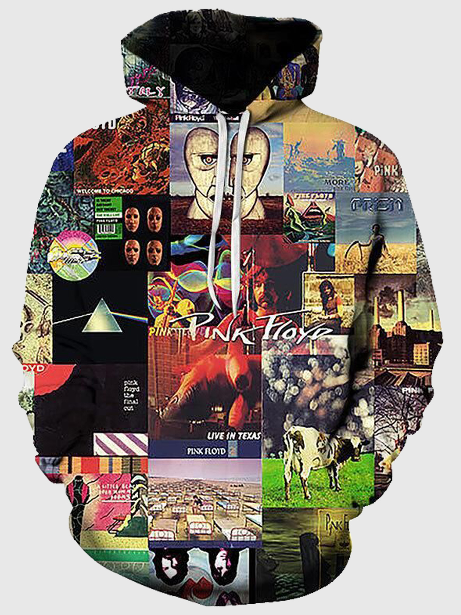 

lovely Street Hooded Collar Print Multicolor Men Hoodie, Multi