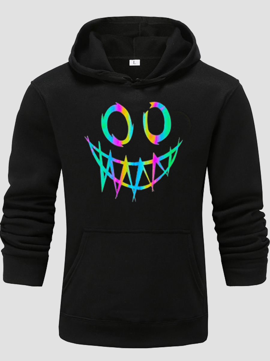 

lovely Casual Hooded Collar Print Black Men Hoodie