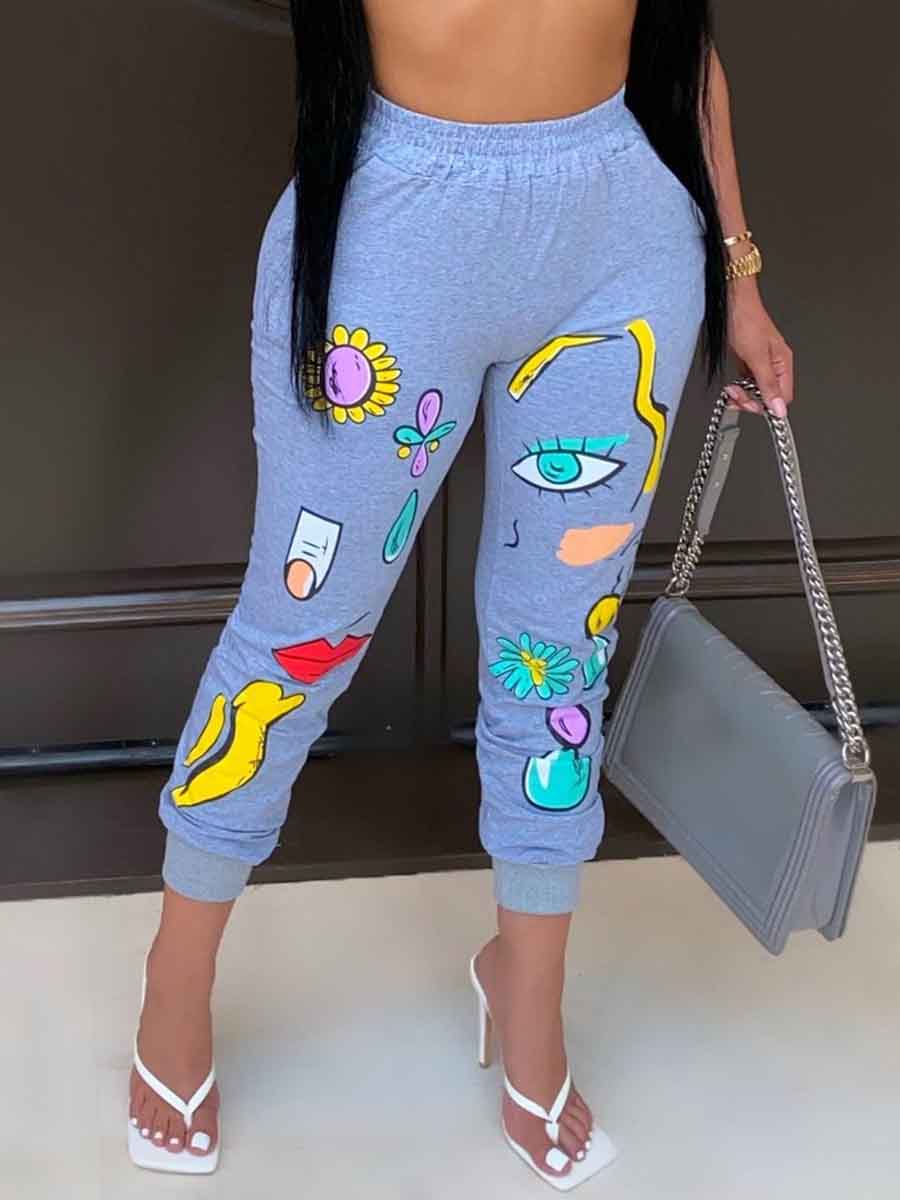 

lovely Leisure Print Grey Pants