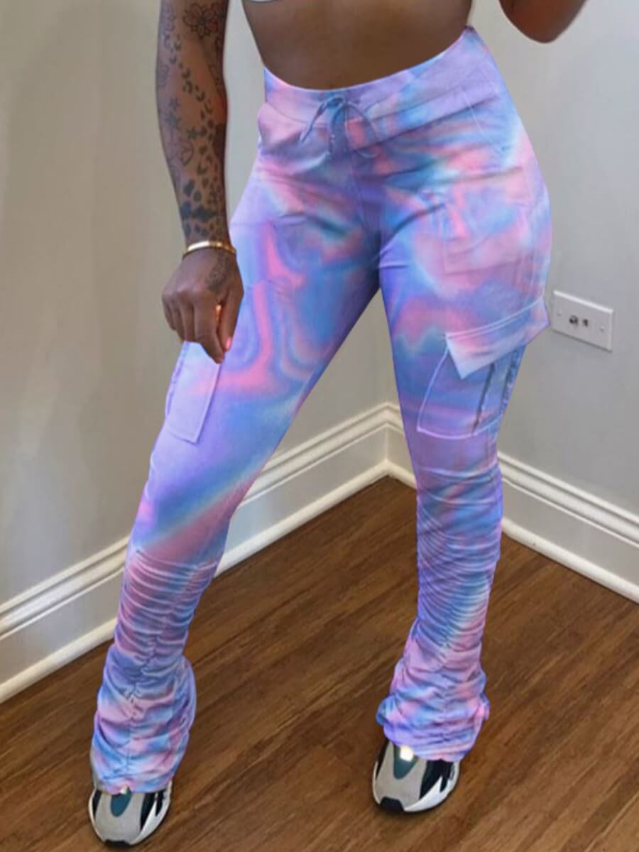 

Lovely Trendy Pocket Patched Fold Design Multicolor Pants, Multi