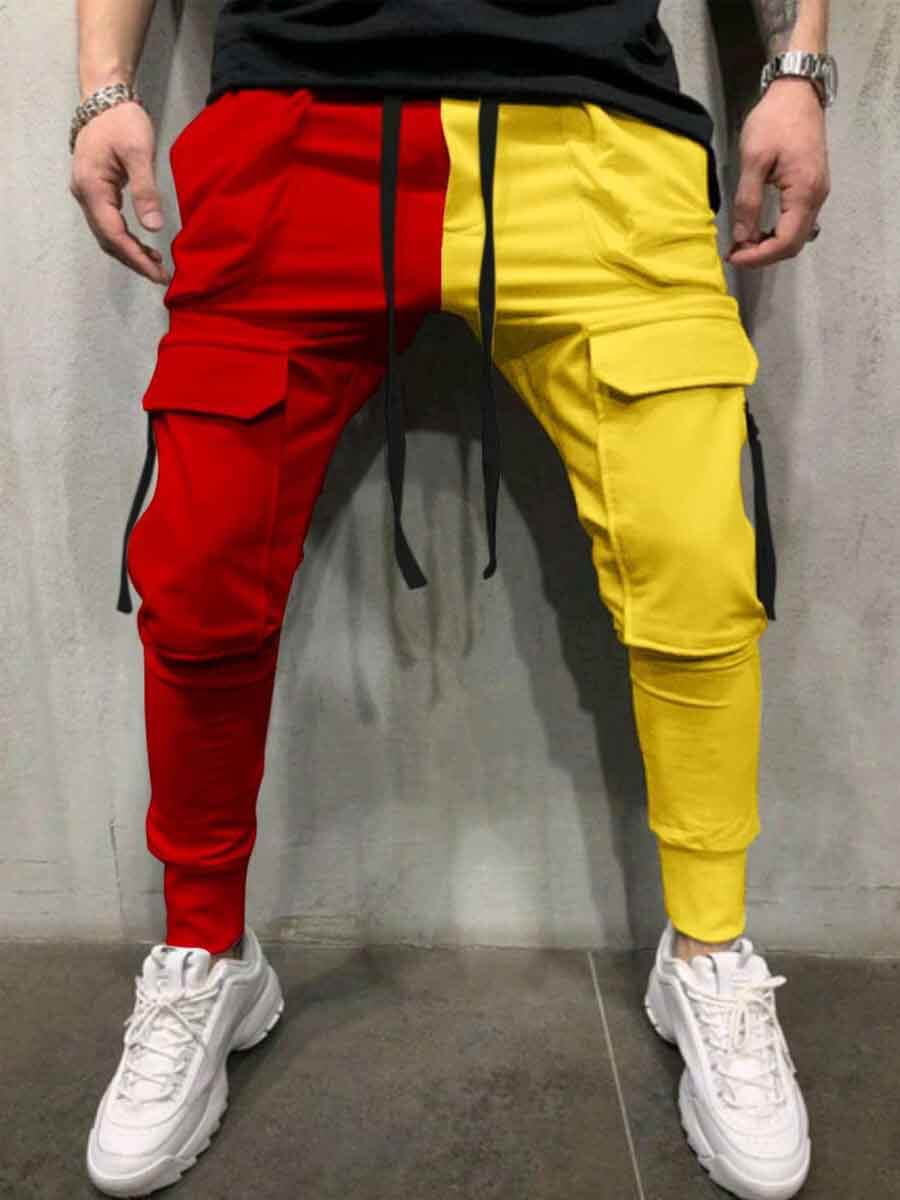 

Lovely Men Street Patchwork Red Pants