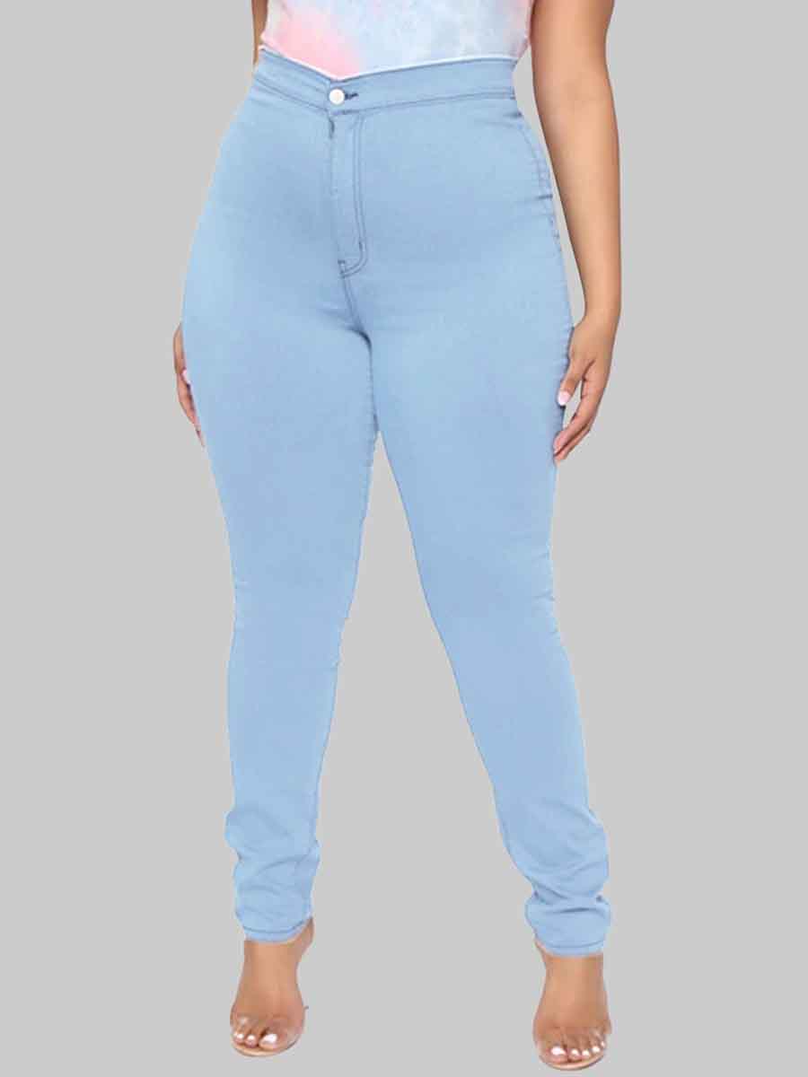lovely Casual Basic Skinny Blue Plus Size Jeans
