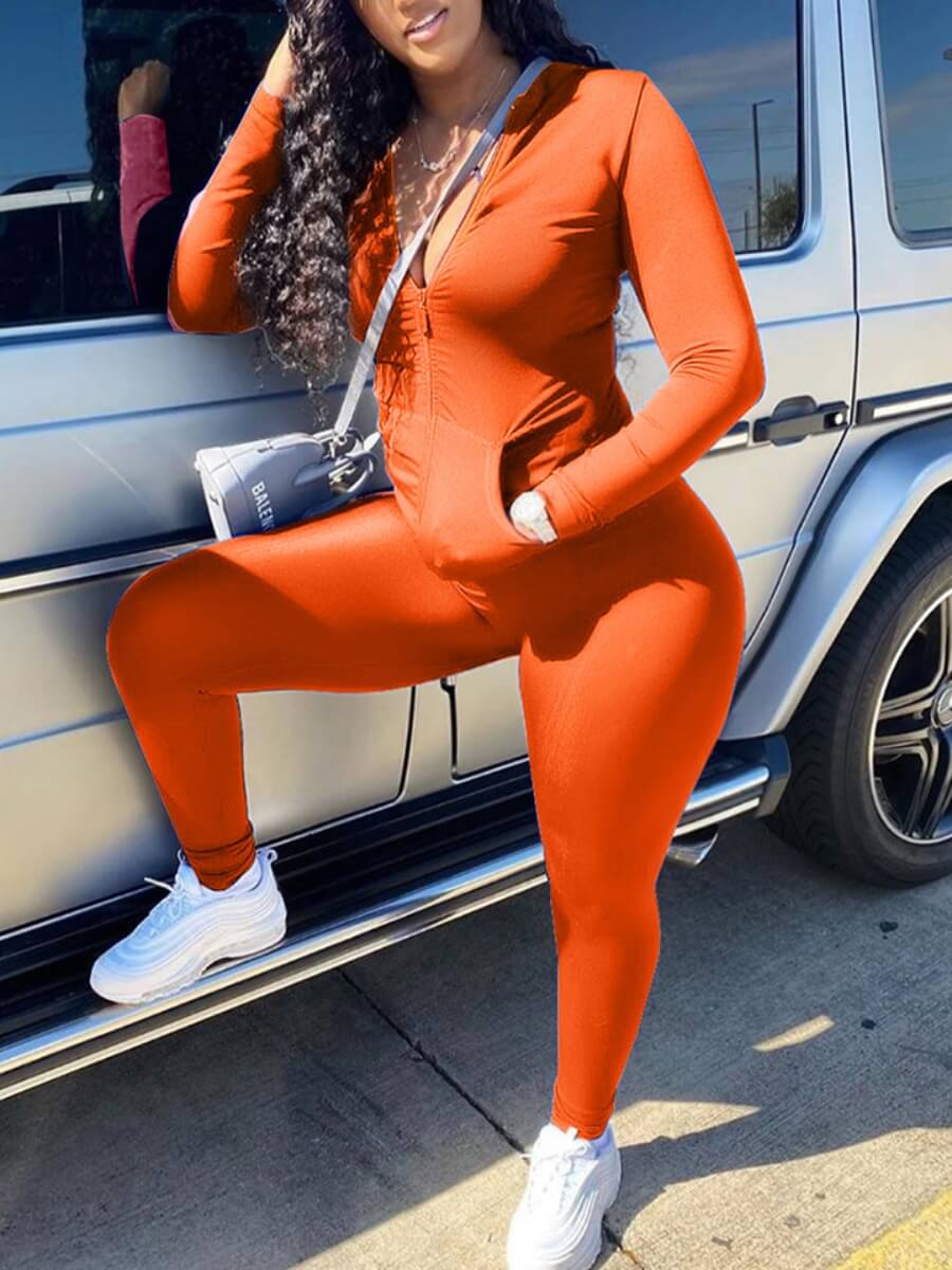 

LW Plus Size Sportswear Zipper Design Croci Two-piece Pants Set