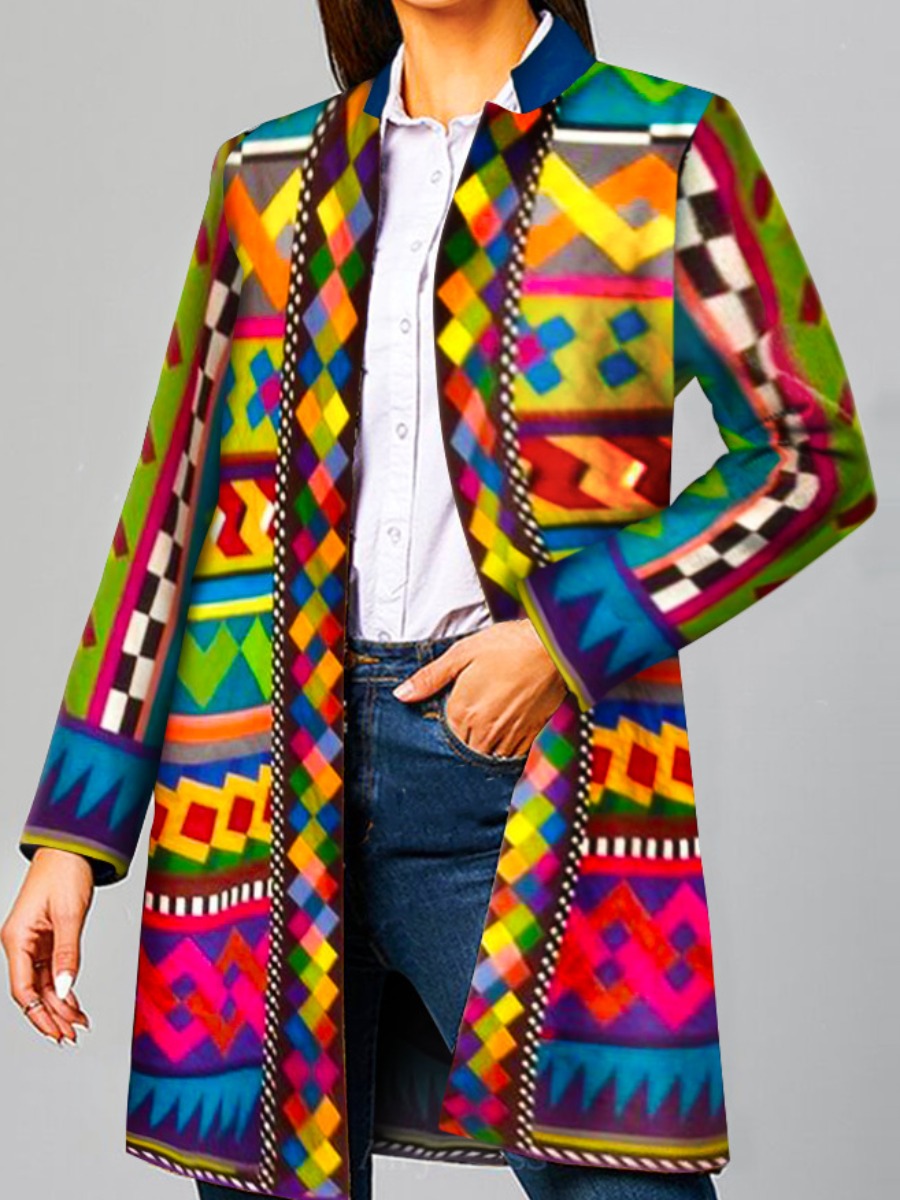 

lovely Trendy Print Multicolor Coat, Multi