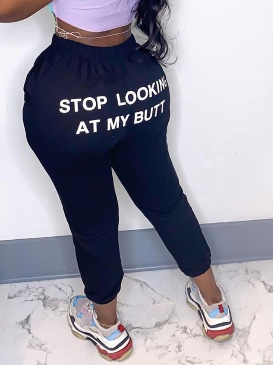 

LW Street Letter Print Black Pants