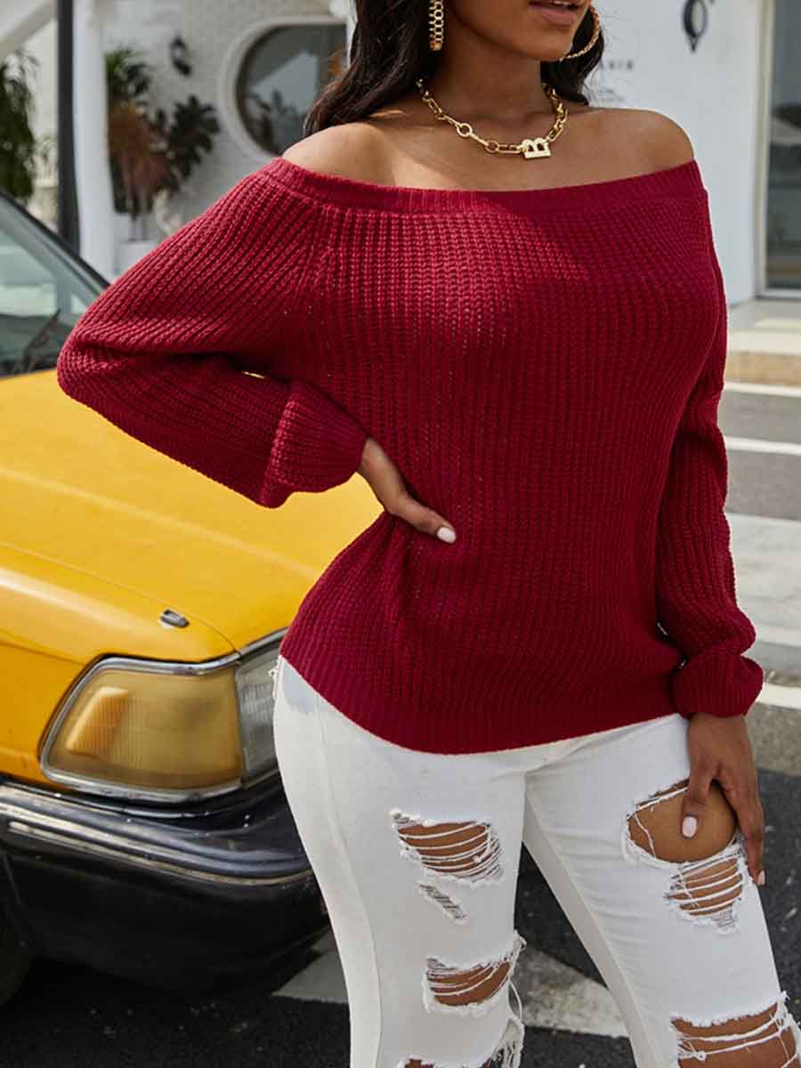 

lovely Casual Basic Wine Red Sweater
