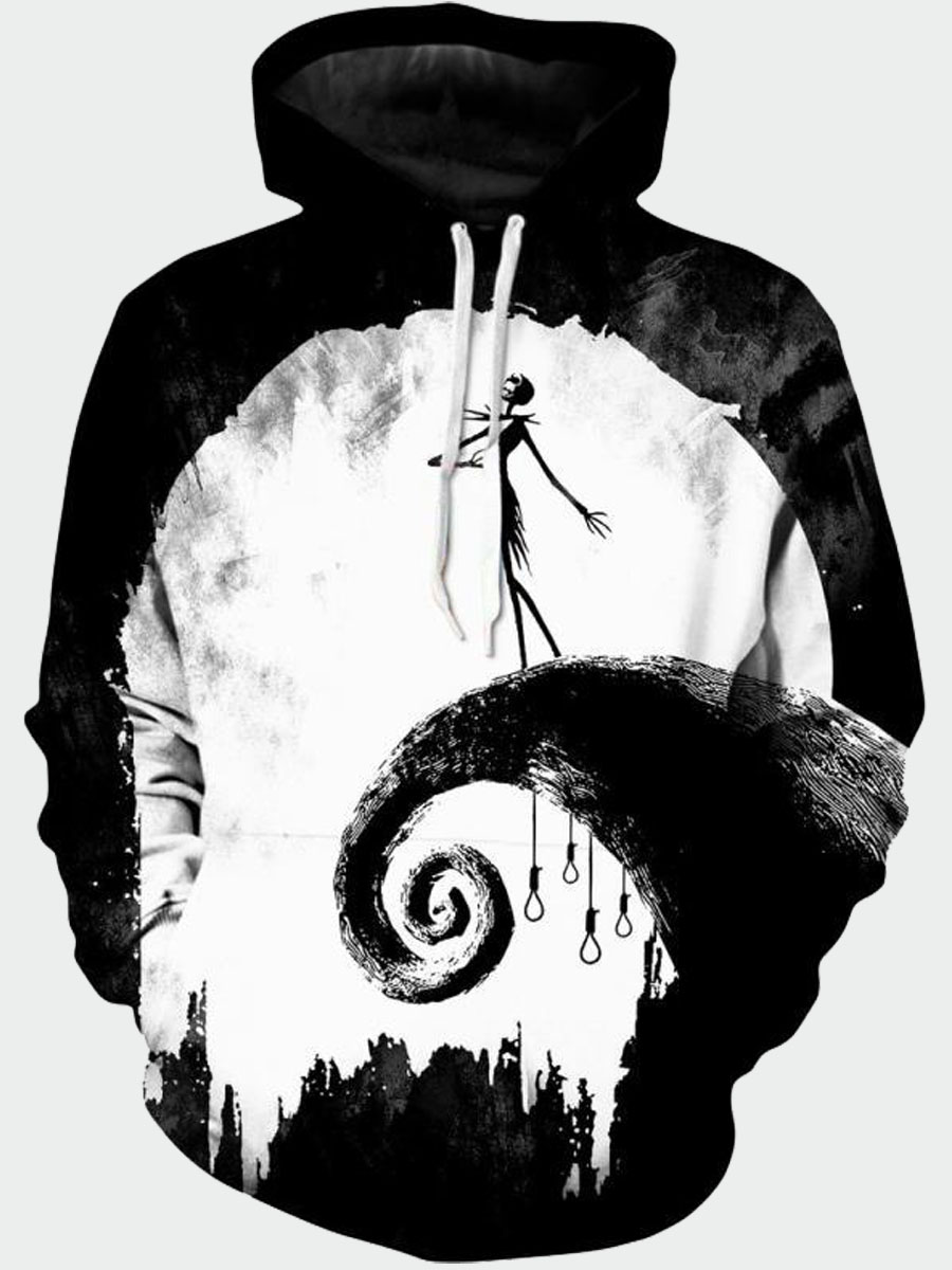 

lovely Trendy Hooded Collar Print Black Men Hoodie