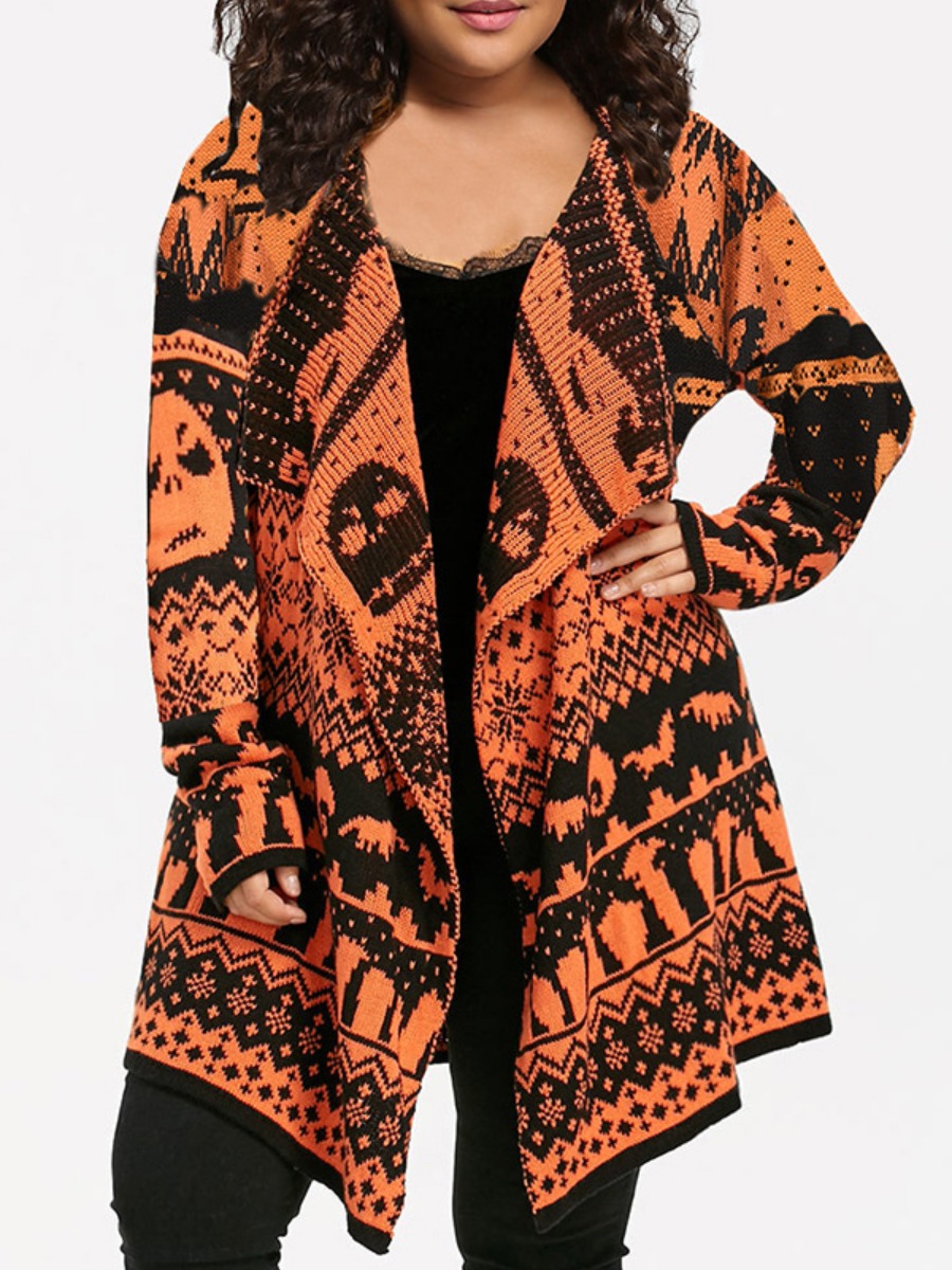 

lovely Casual Print Loose Croci Long Cardigan