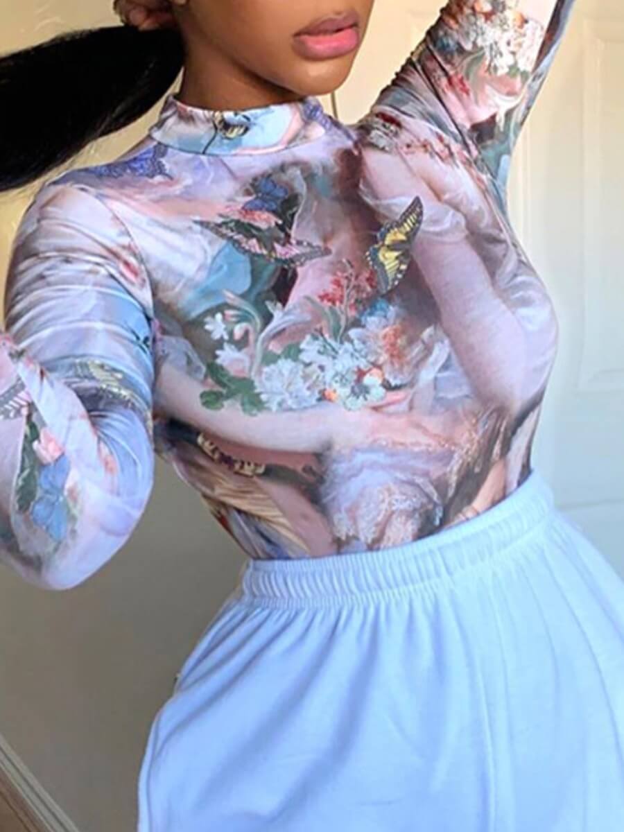 

Lovely Street Print White Bodysuit