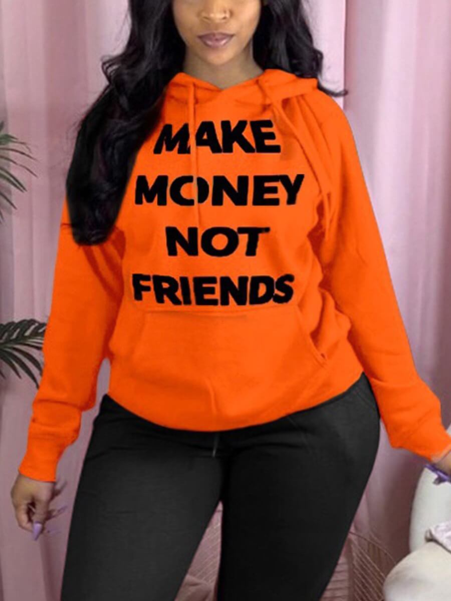 

Lovely Casual Hooded Collar Letter Print Croci Plus Size Hoodie