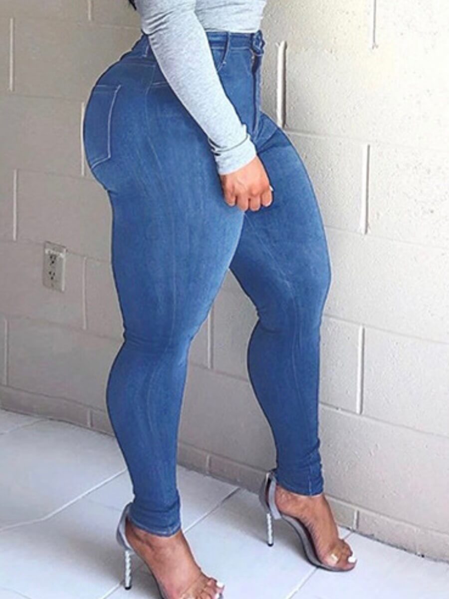 

LW High-waisted Basic Skinny Jeans, Baby blue