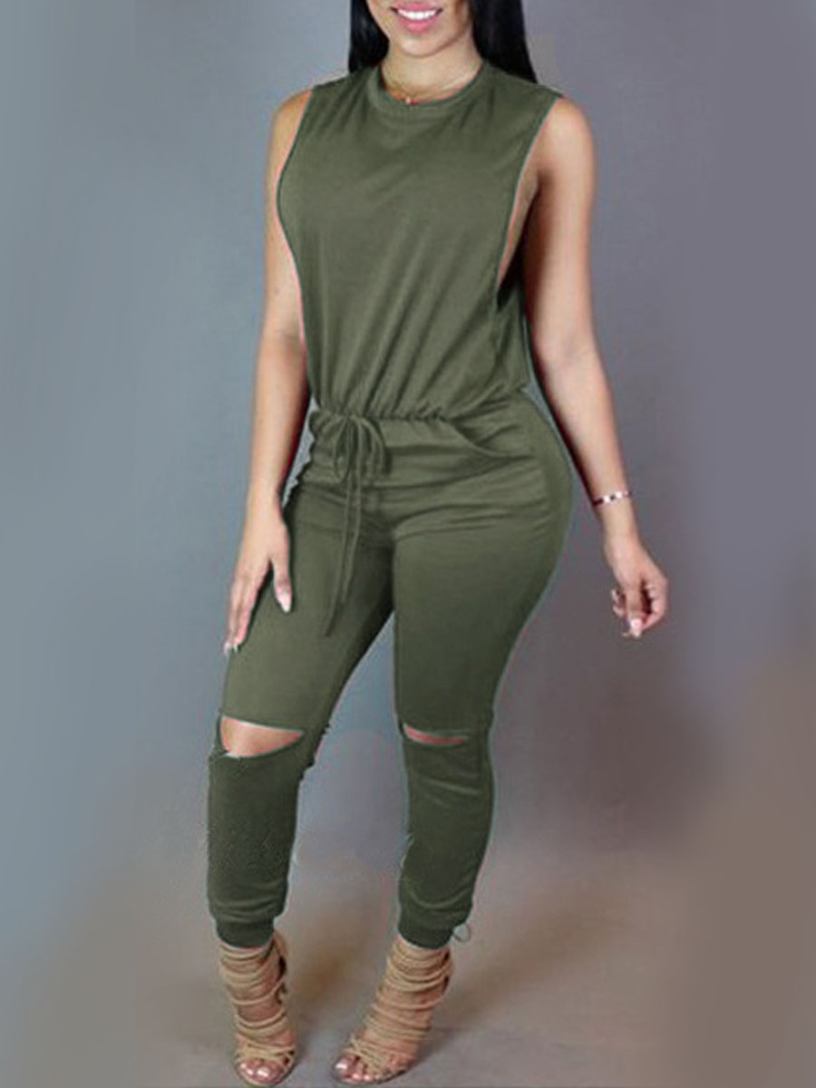 

Lovely Casual Hollow-out Green One-piece Jumpsuit