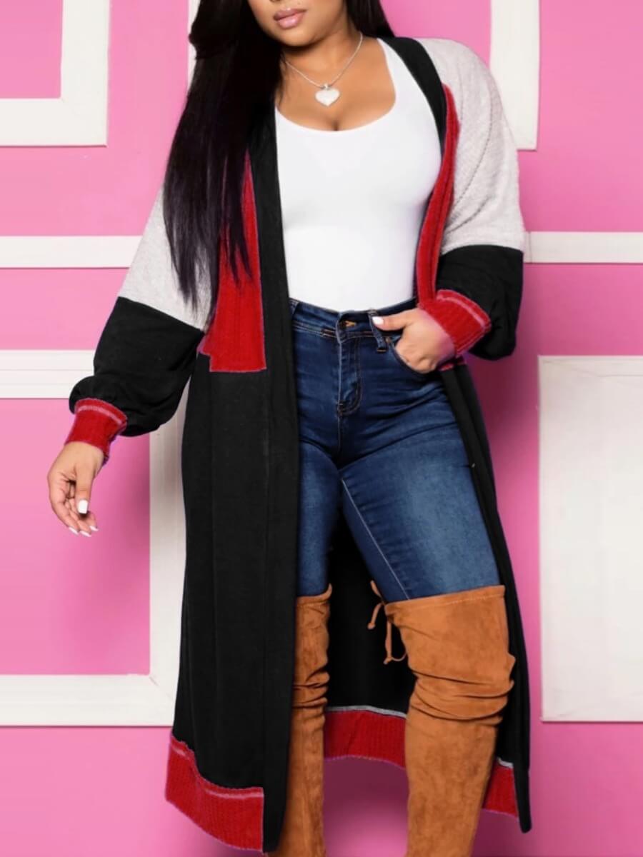 

Lovely Casual Patchwork Red Cardigan