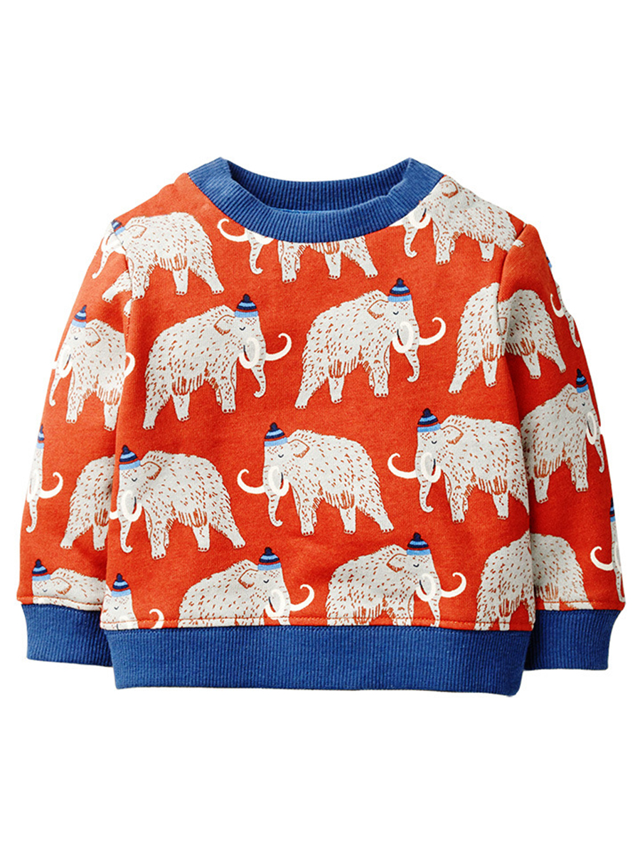 

Lovely Leisure O Neck Cartoon Print Red Boy Hoodie