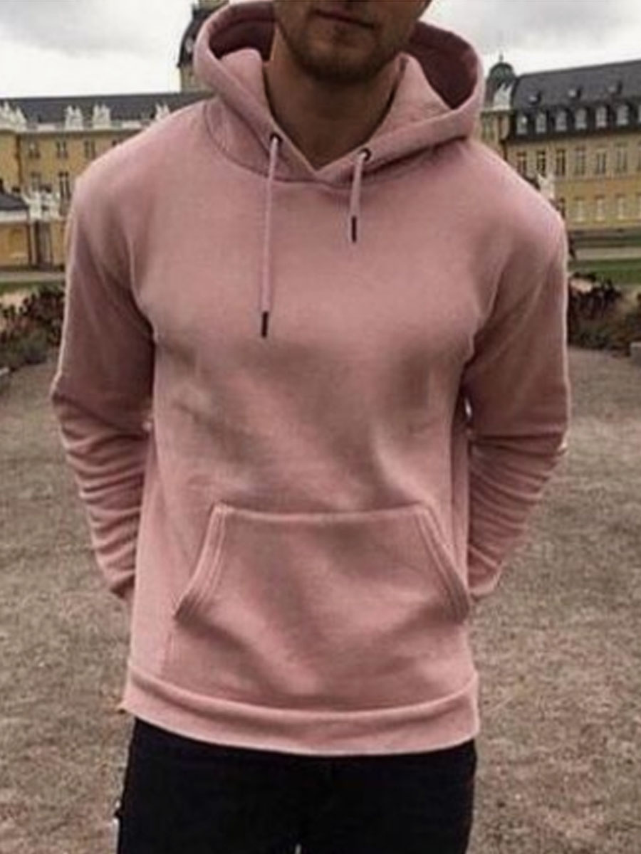 

lovely Leisure Hooded Collar Basic Pink Men Hoodie