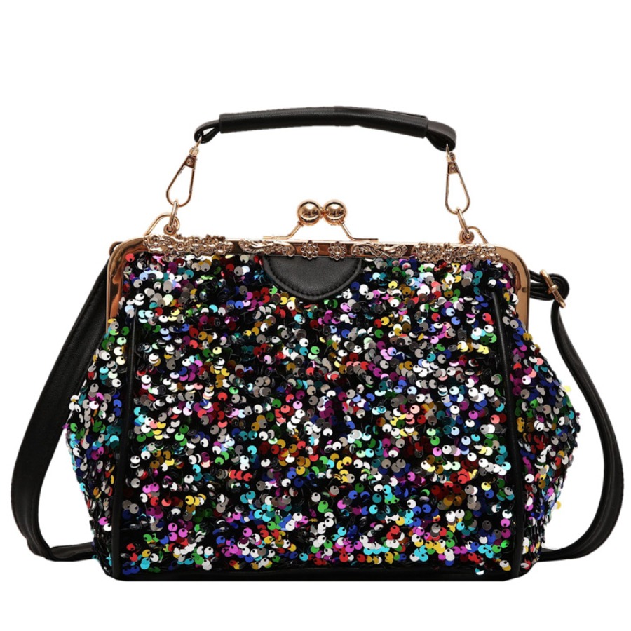 

lovely Stylish Sequined Black Crossbody Bag