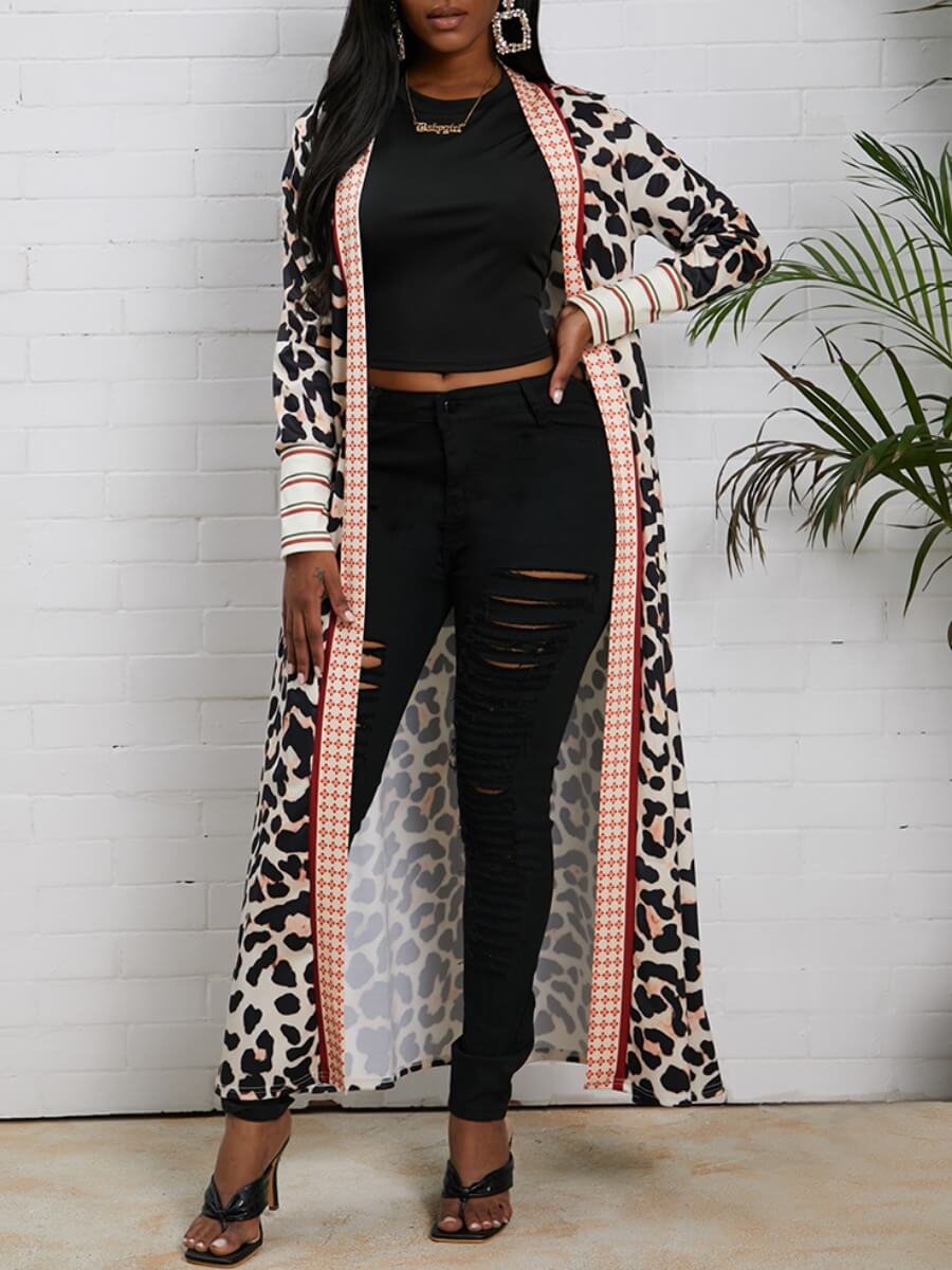 

Lovely Casual Leopard Print Long Cardigan