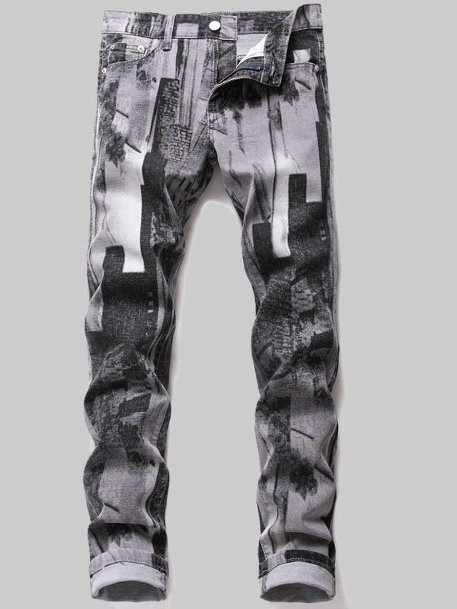

Lovely Sexy Print Grey Men Jeans