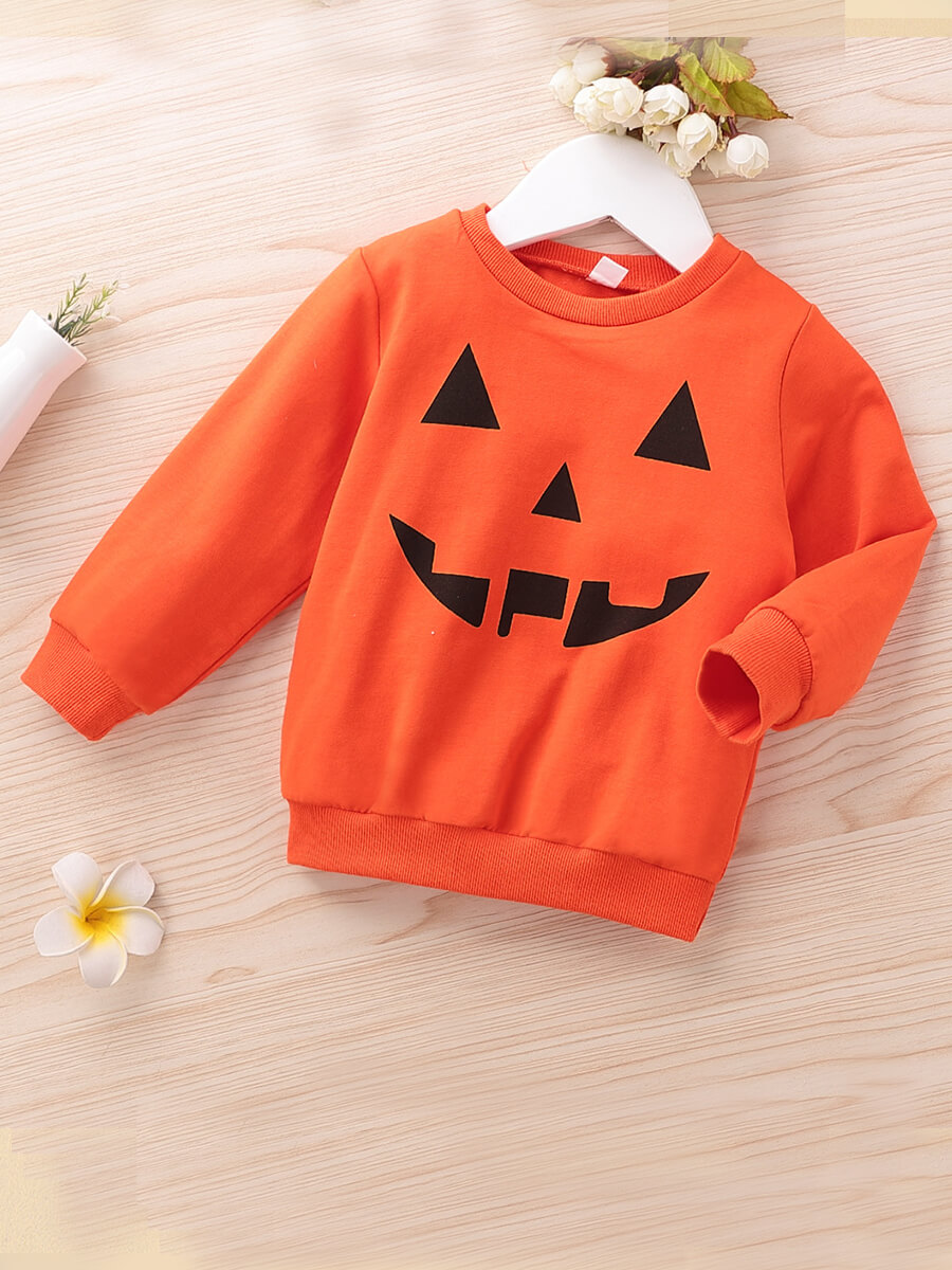 

Lovely Casual O Neck Print Orange Boy Hoodie