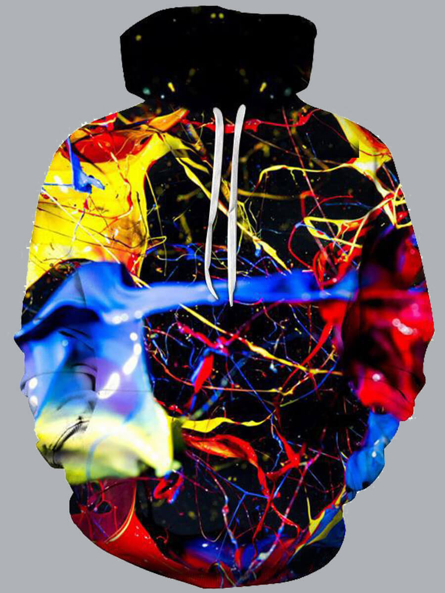 

Lovely Street Hooded Collar Print Multicolor Men Hoodie, Multi