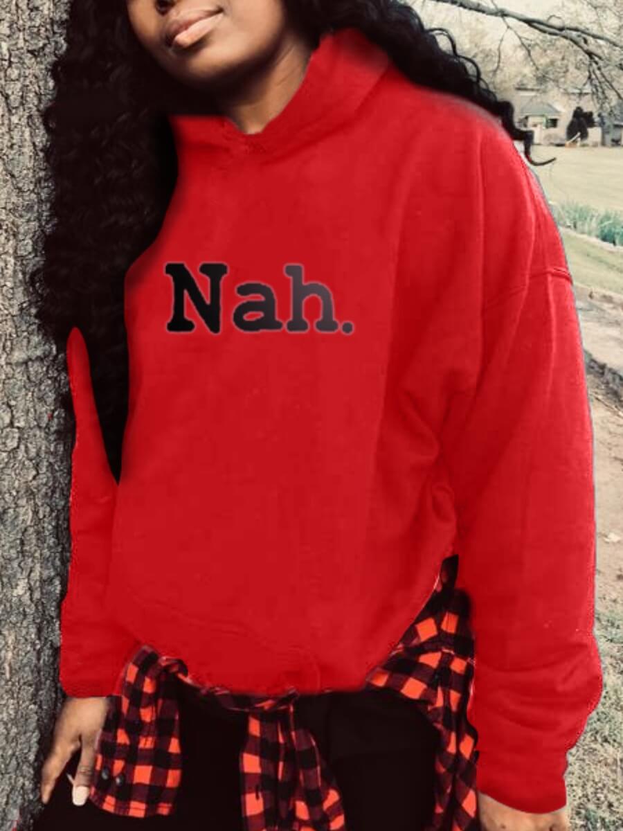 

Lovely Leisure Hooded Collar Letter Red Hoodie