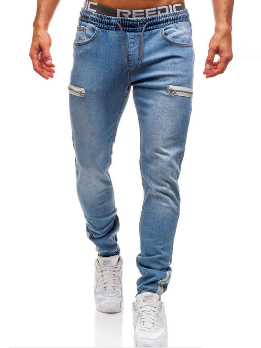 Lovely Men Stylish Fold Design Blue Jeans