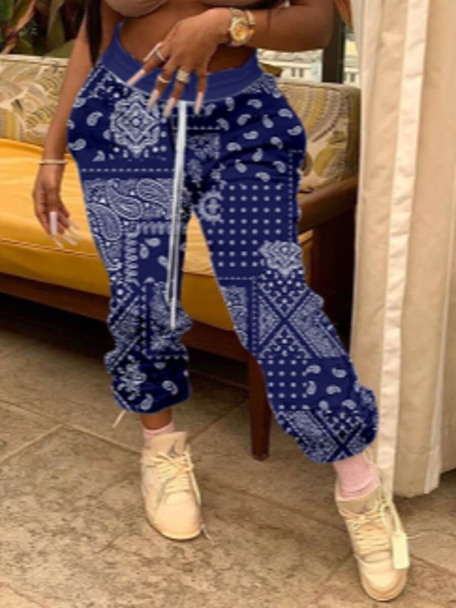 

Lovely Street Print Blue Pants