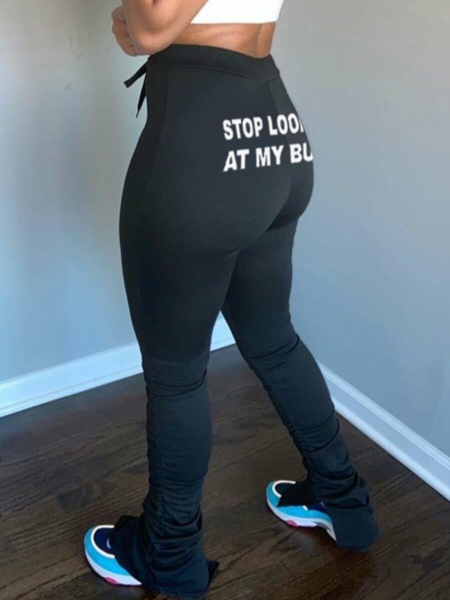

LW Street Letter Print Black Pants