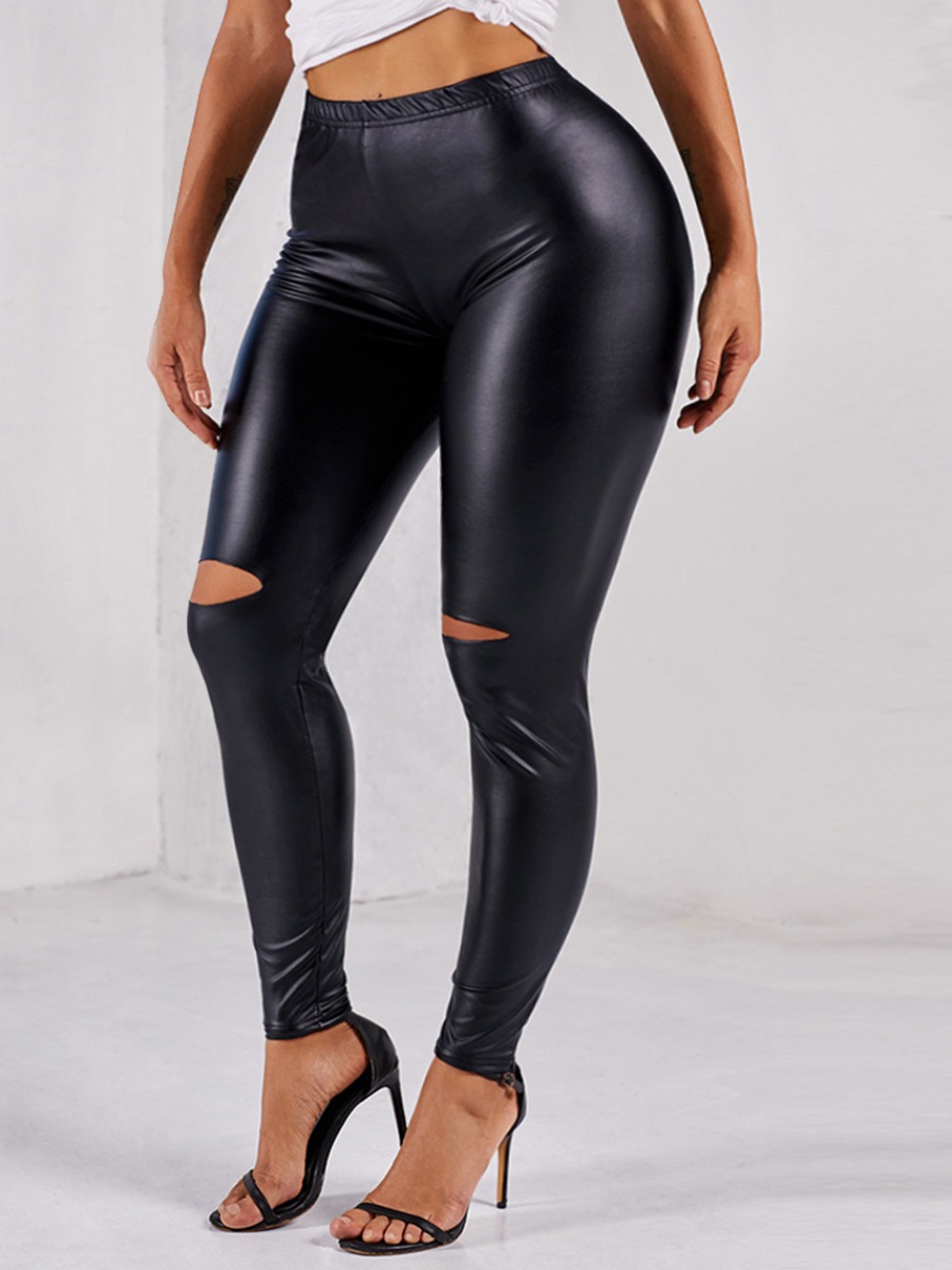

Lovely Trendy Hollow-out Black Leggings