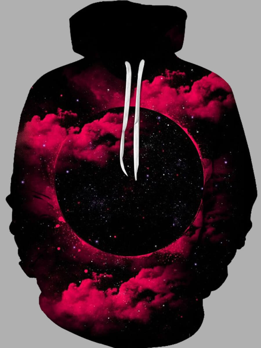 

Lovely Stylish Hooded Collar Starry Sky Print Black Men Hoodie