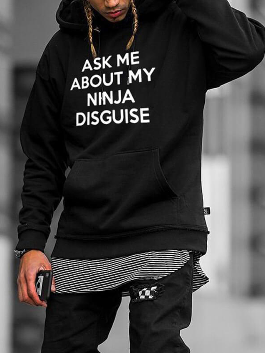 

lovely Casual Hooded Collar Letter Print Black Men Hoodie