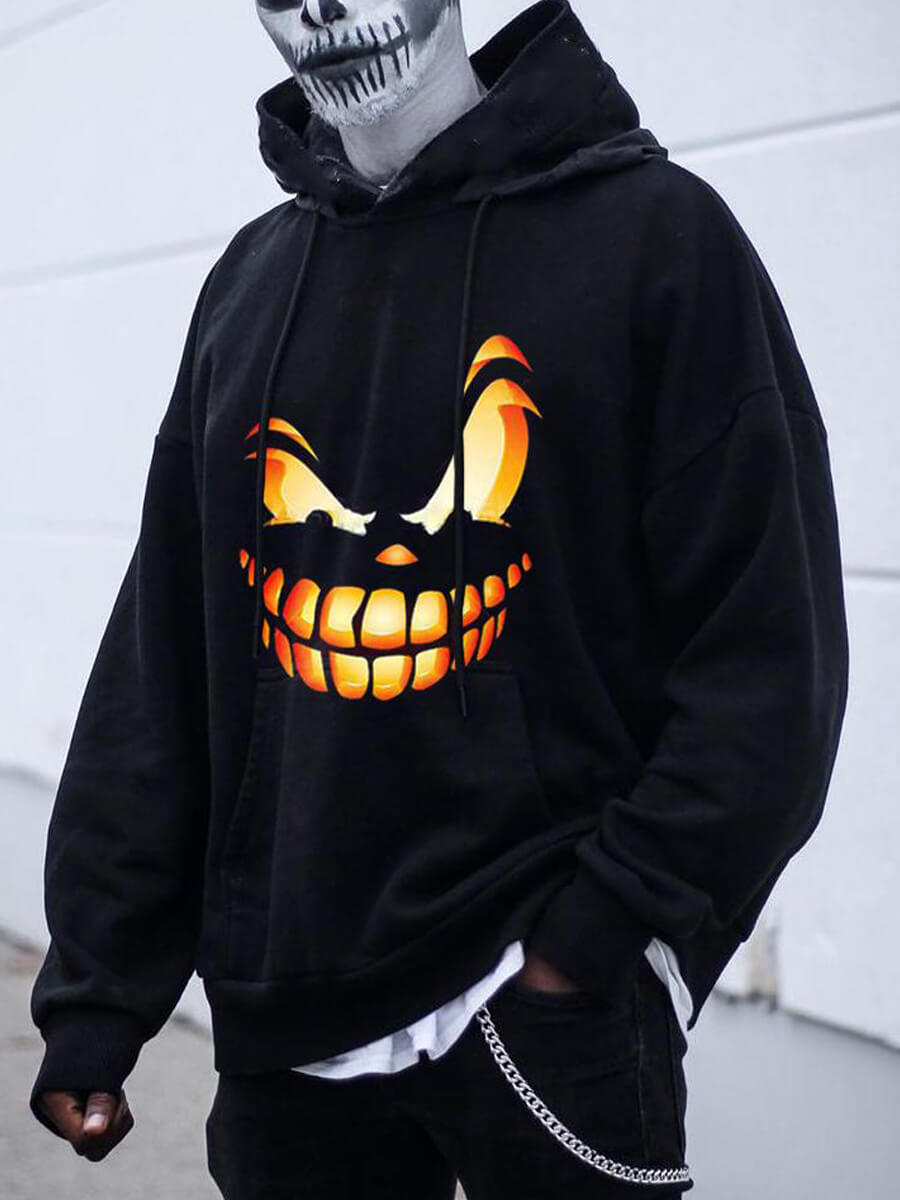 

Lovely Street Hooded Collar Print Black Men Hoodie