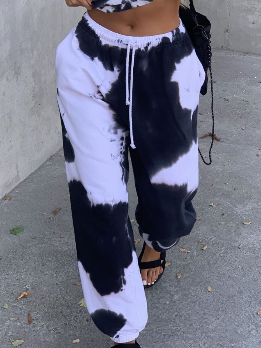 

lovely Trendy Tie-dye Black Pants