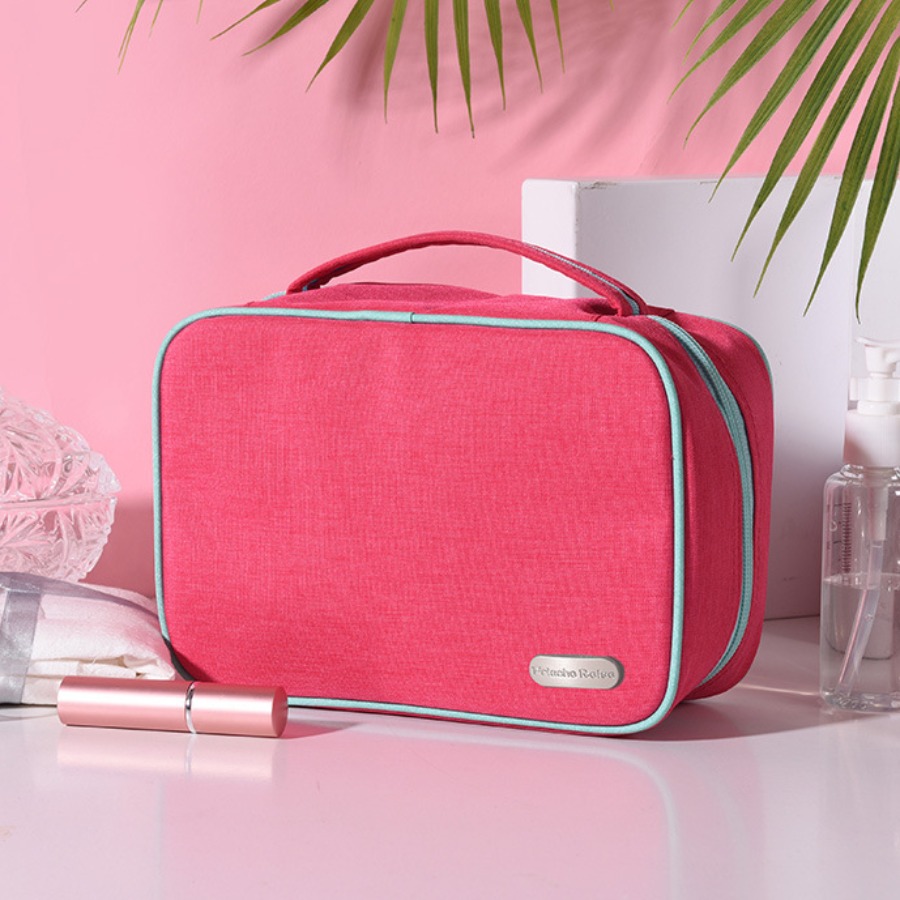 

lovely Trendy Zipper Design Rose Red Makeup Bag