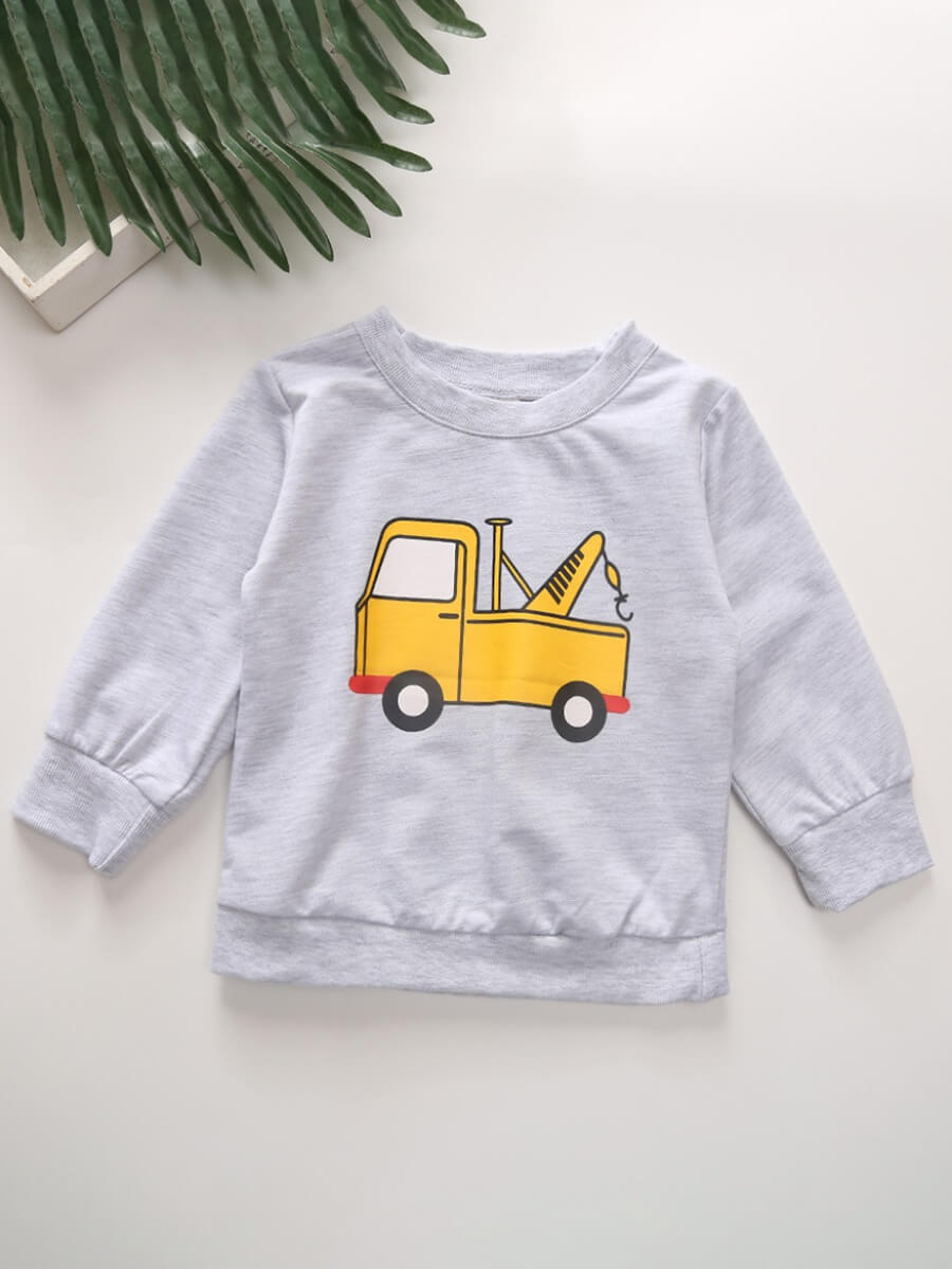 

Lovely Casual O Neck Cartoon Print Grey Boy Hoodie