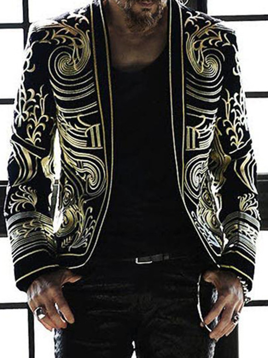 

lovely Stylish Print Black Men Blazer