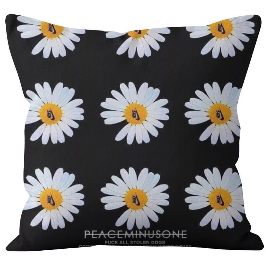 

Lovely Stylish Floral Print Black Decorative Pillow Case